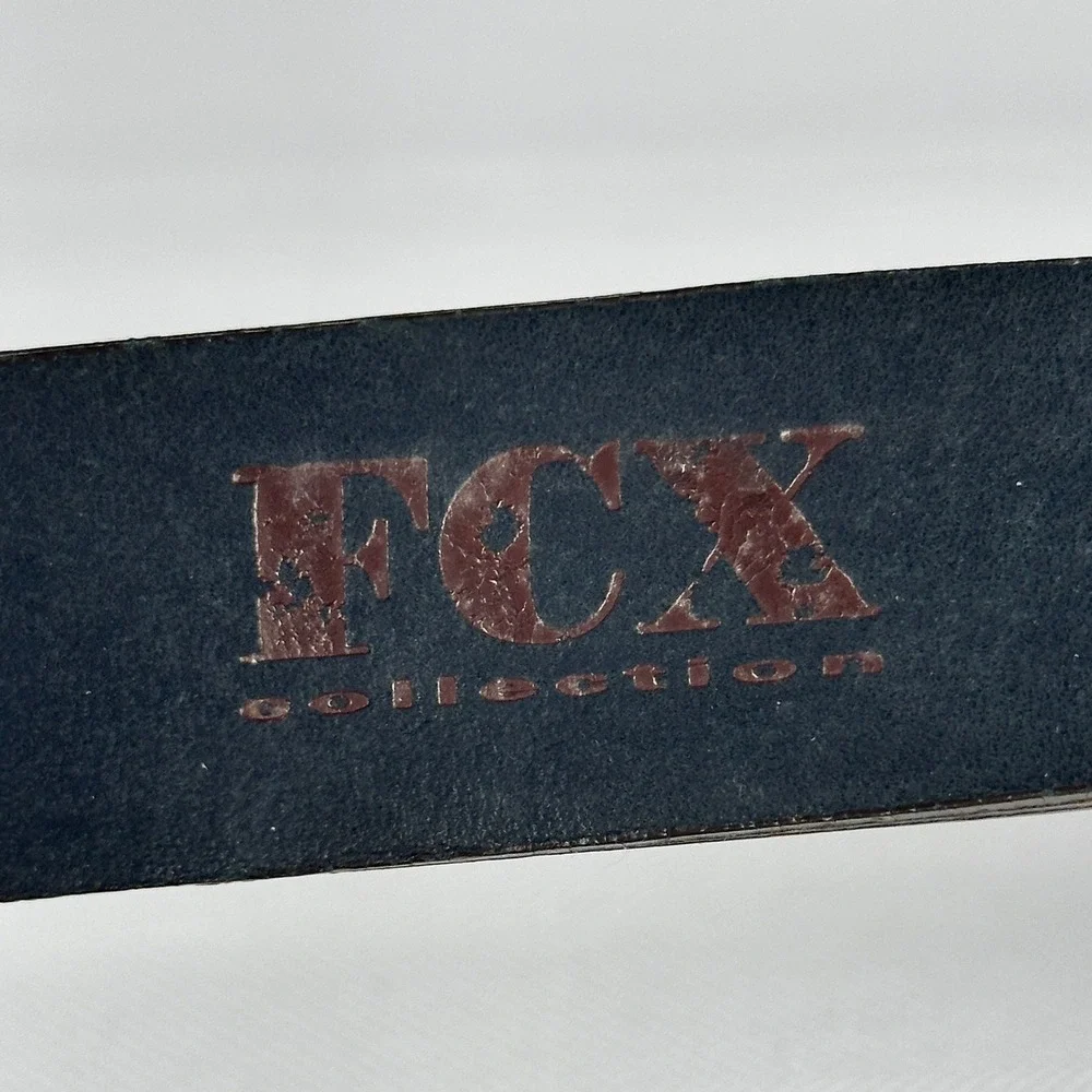 FCX‎ Collection Brown Croc Embossed Belt Pewter Vintage Heart Buckle Boho Size L